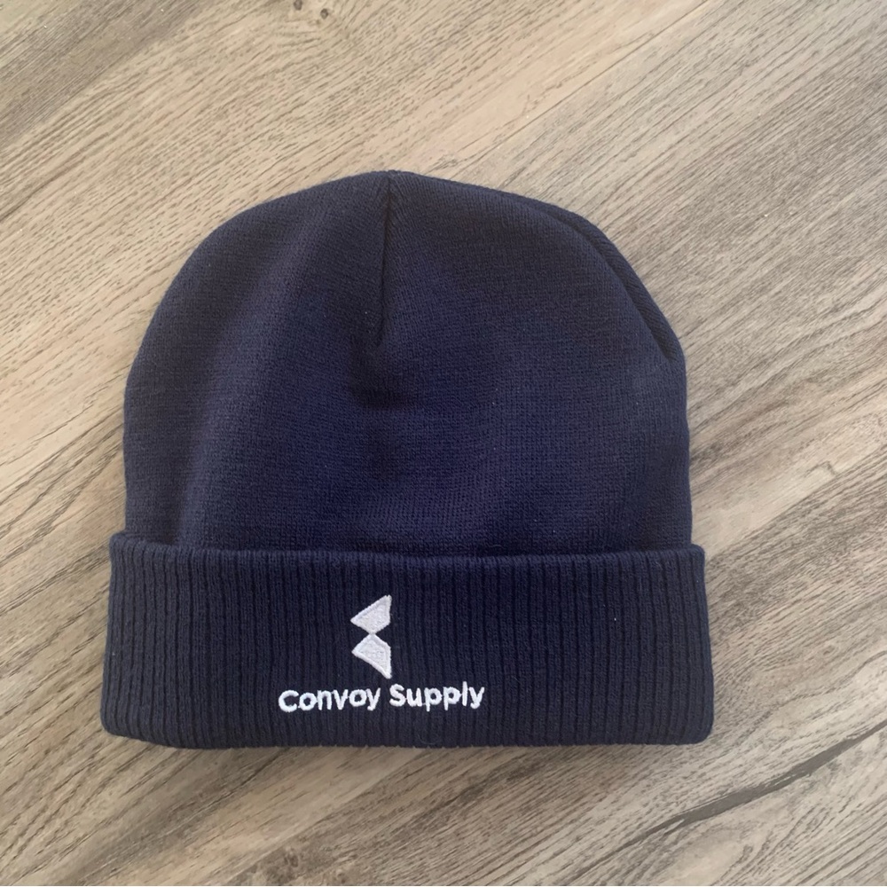 Convoy Construction Blue Beanie Hat Fleece Lining